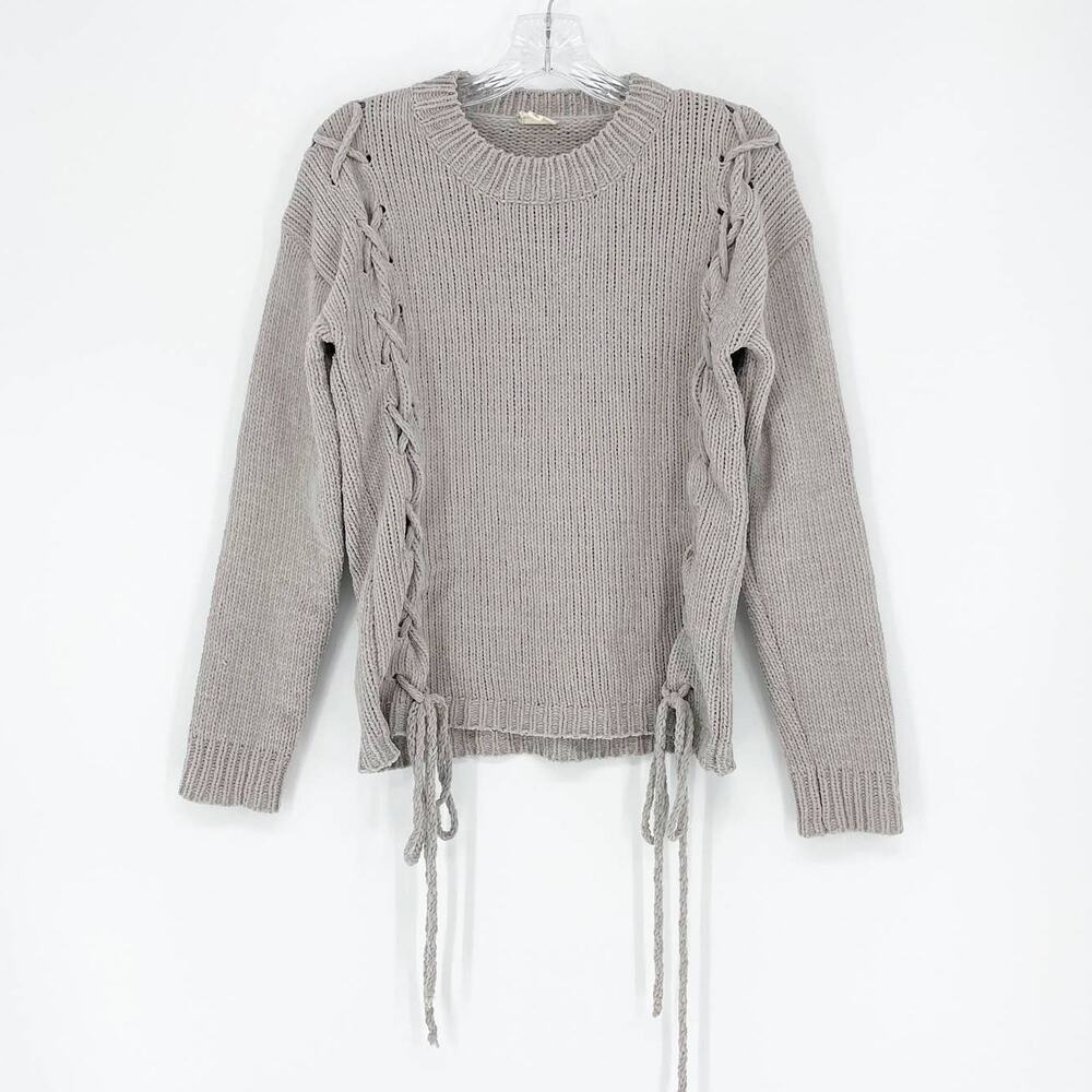 Hem & Thread Lace-Up Chenille Sweater Size Small